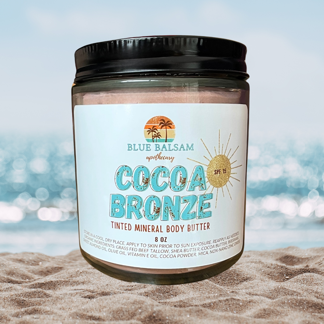 Cocoa Bronze Mineral Body Butter | Whipped Tallow Sunscreen l Organic Grass fed Tallow Butter | Nonnano Zinc l Tallow Skincare l
