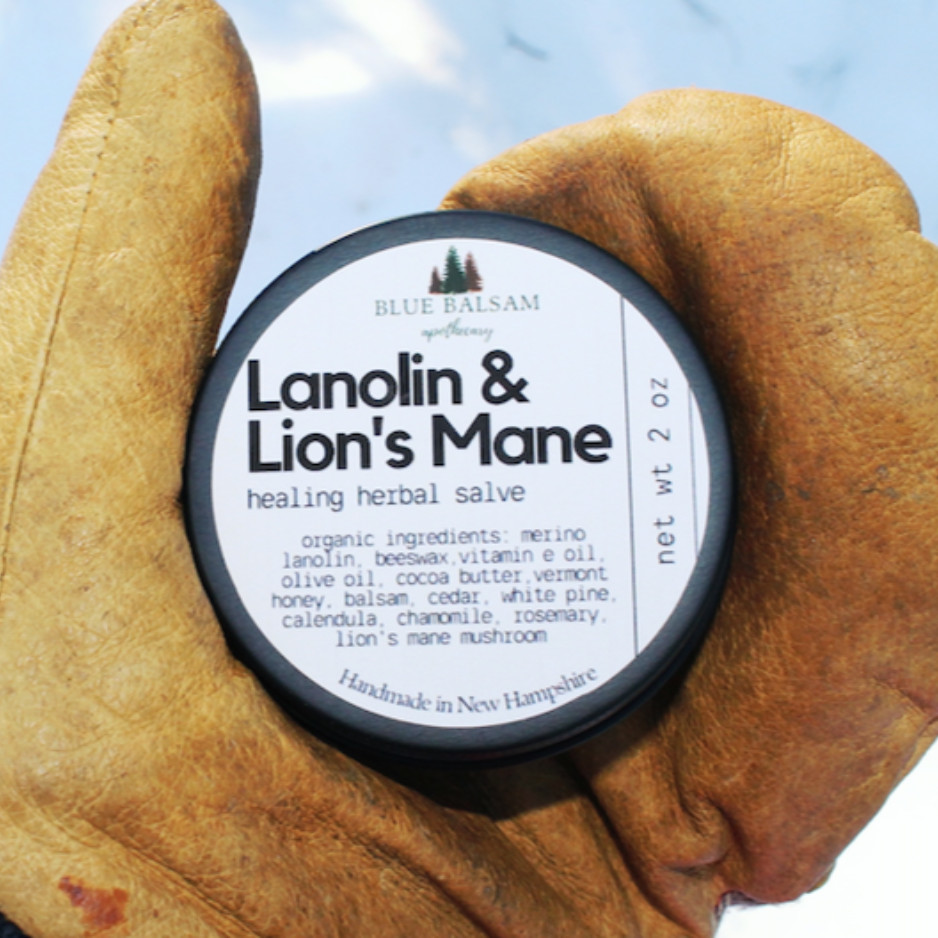 Lanolin & Lion’s Mane Multipurpose Healing Herbal Salve | New Hampshire Made | Natural Antiseptic | Anti-inflammatory | Antibiotic |
