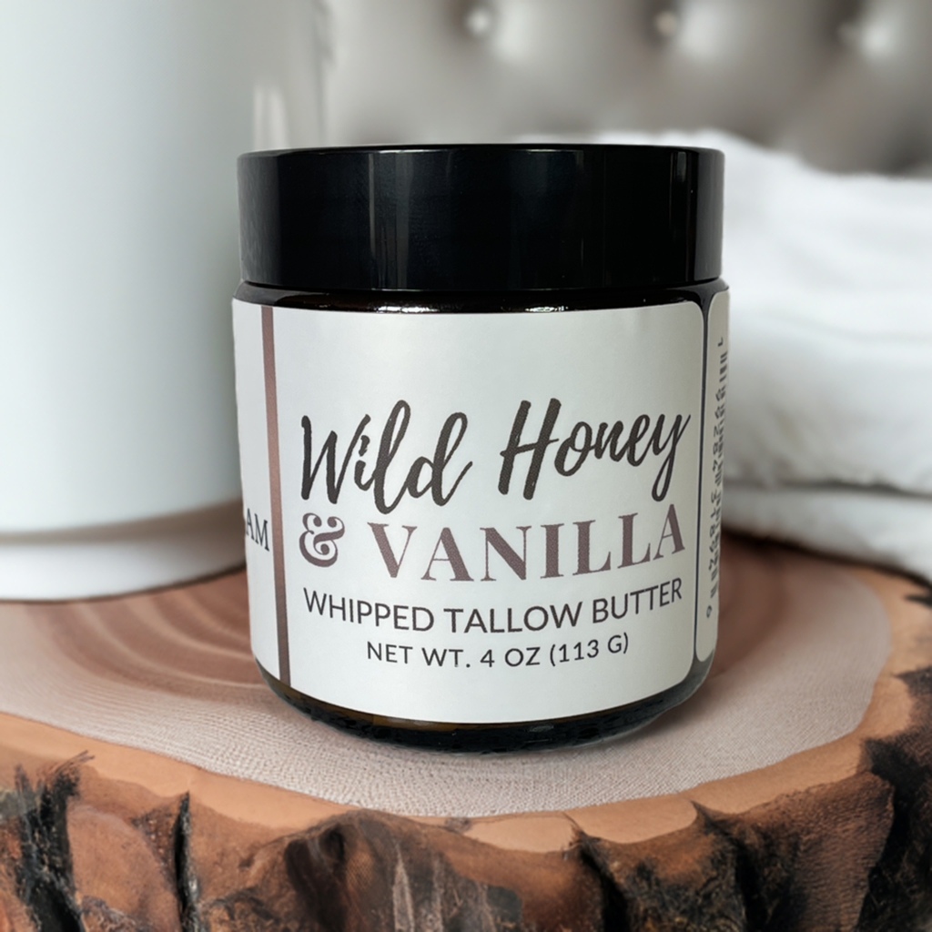 Whipped Tallow Body Butter | Wild Honey & Vanilla | Grass Fed Tallow Balm | Tallow Skincare