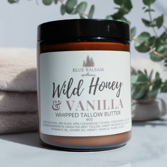 Whipped Tallow Body Butter | Wild Honey & Vanilla | Grass Fed Tallow Balm | Tallow Skincare