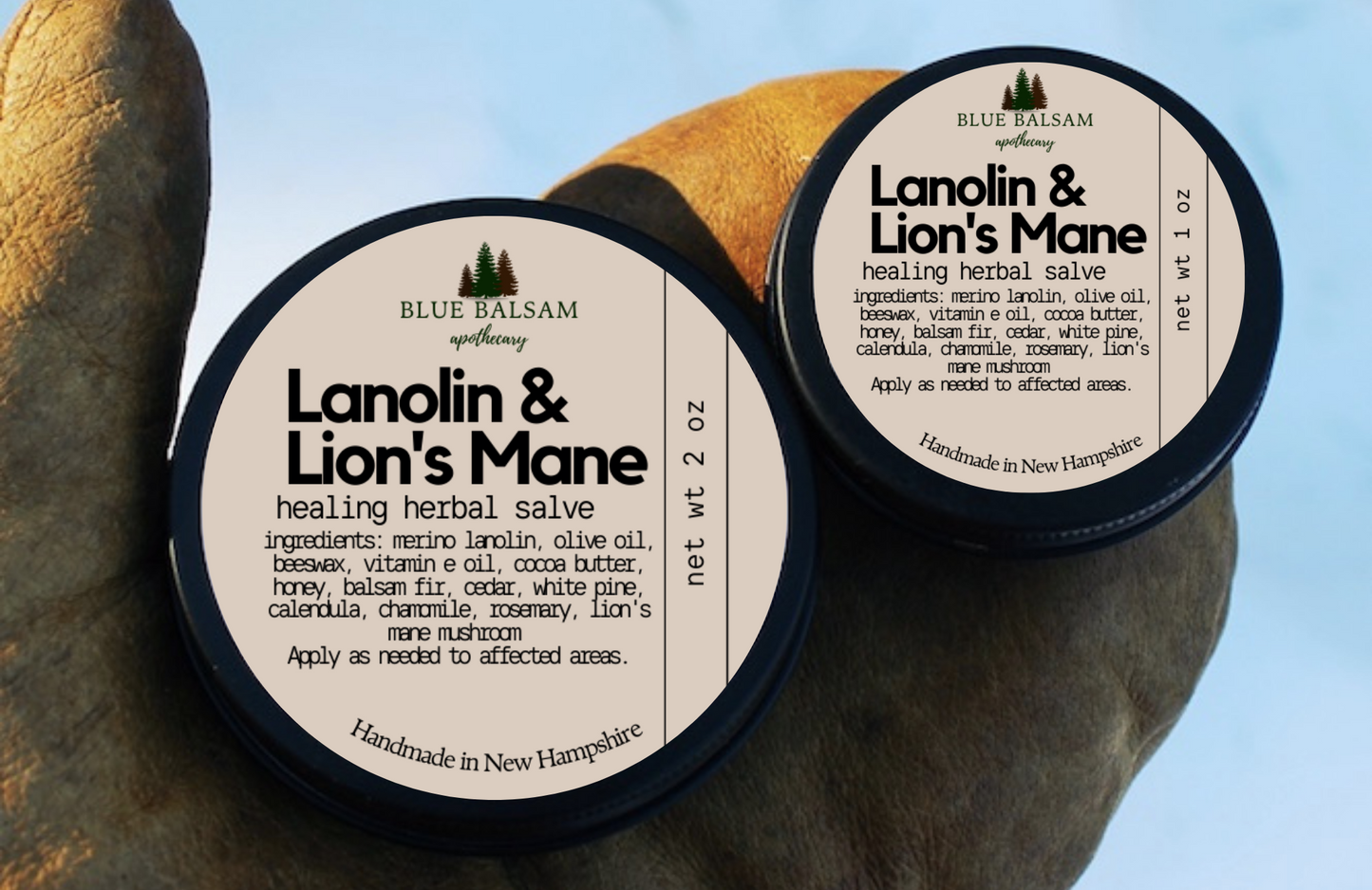 Lanolin & Lion’s Mane Multipurpose Healing Herbal Salve  | New Hampshire Made | Anti-inflammatory |