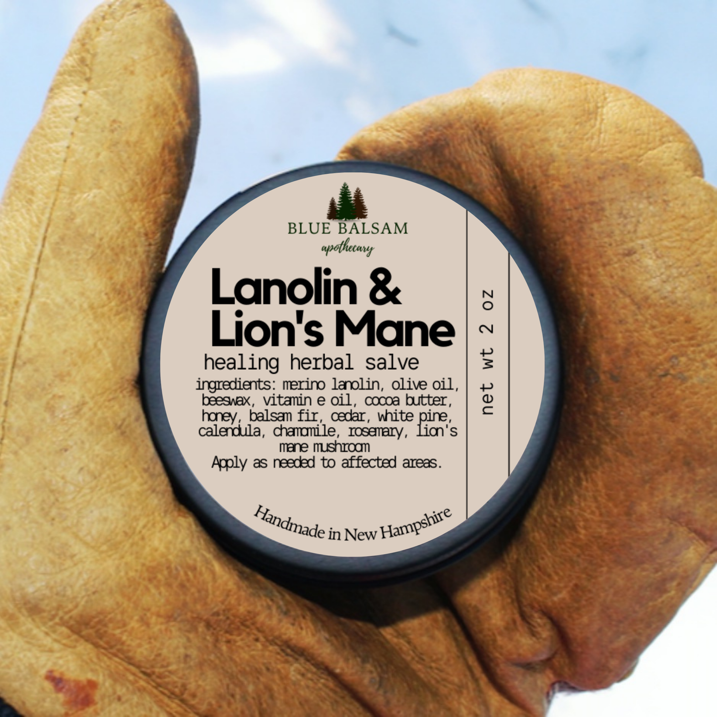 Lanolin & Lion’s Mane Multipurpose Healing Herbal Salve  | New Hampshire Made | Anti-inflammatory |