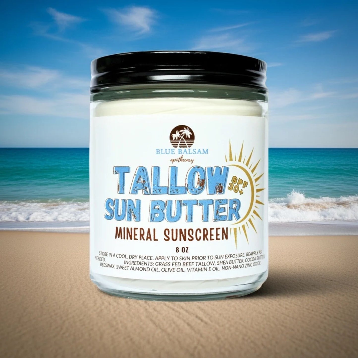Whipped Tallow Sun Butter l Sunscreen with Non Nano Zinc | Grass Fed Tallow Butter | Tallow Skincare